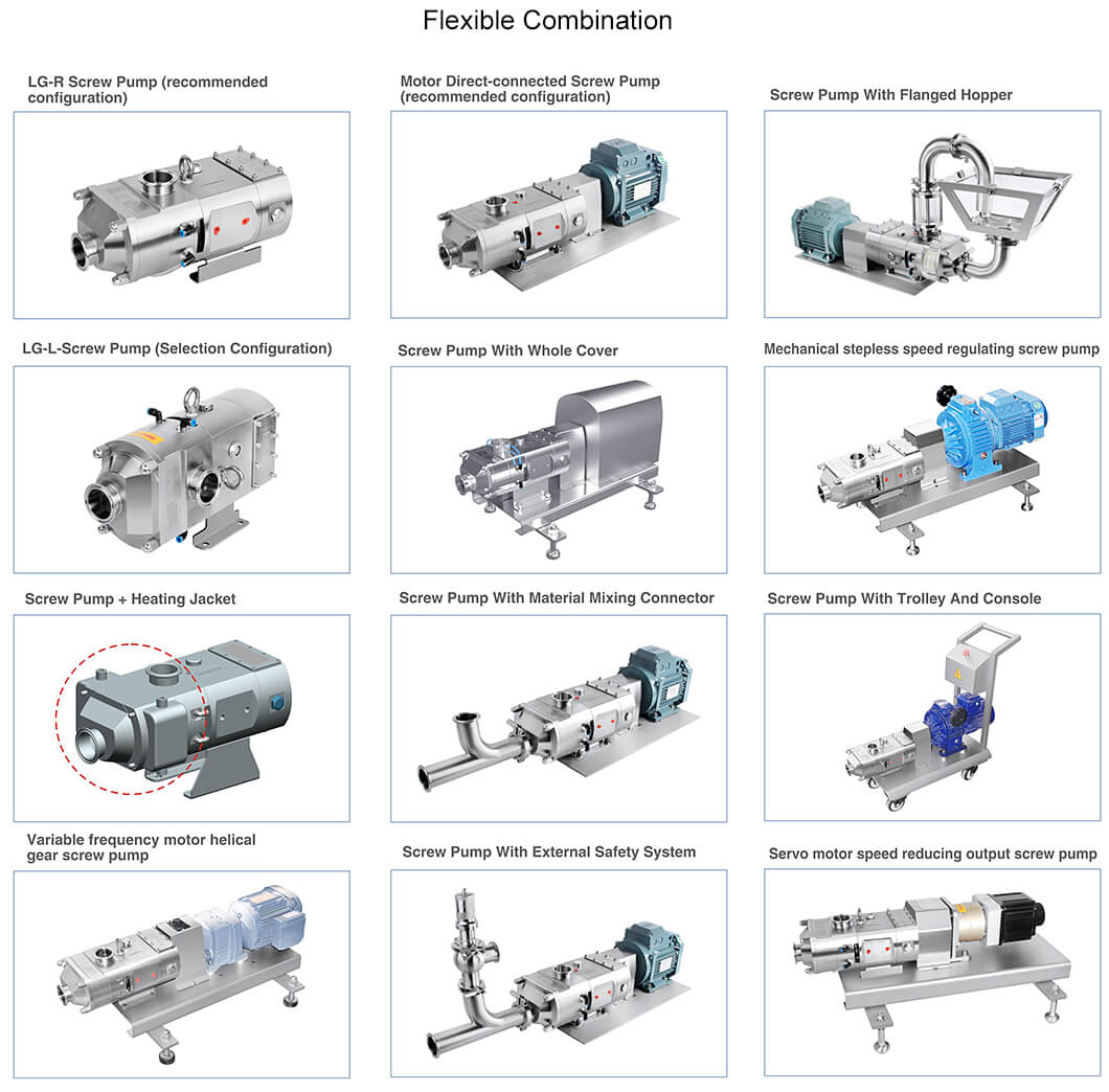 sanitary double screw pump different configurations