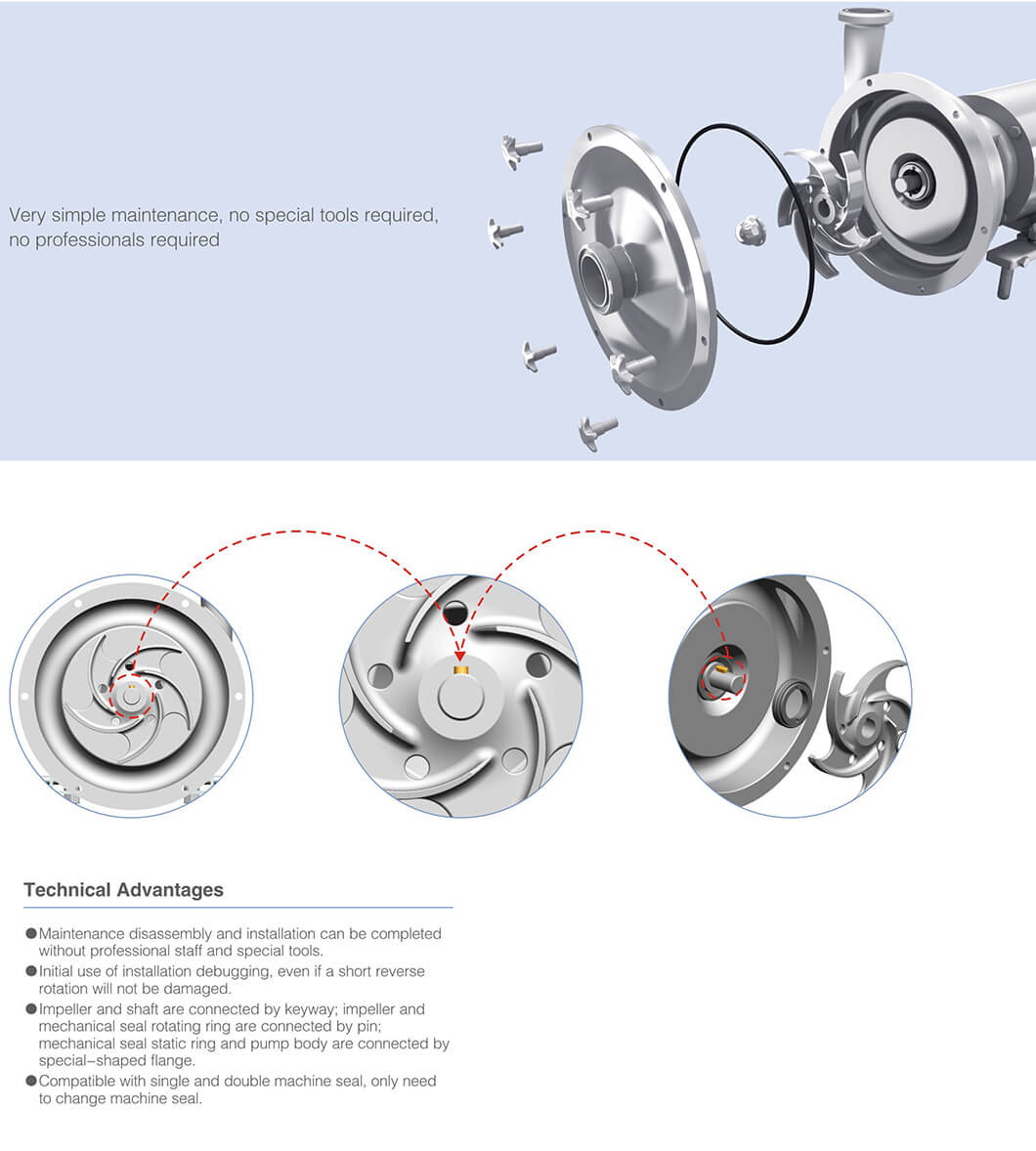 stainless steel centrifugal pump with handwheel construction