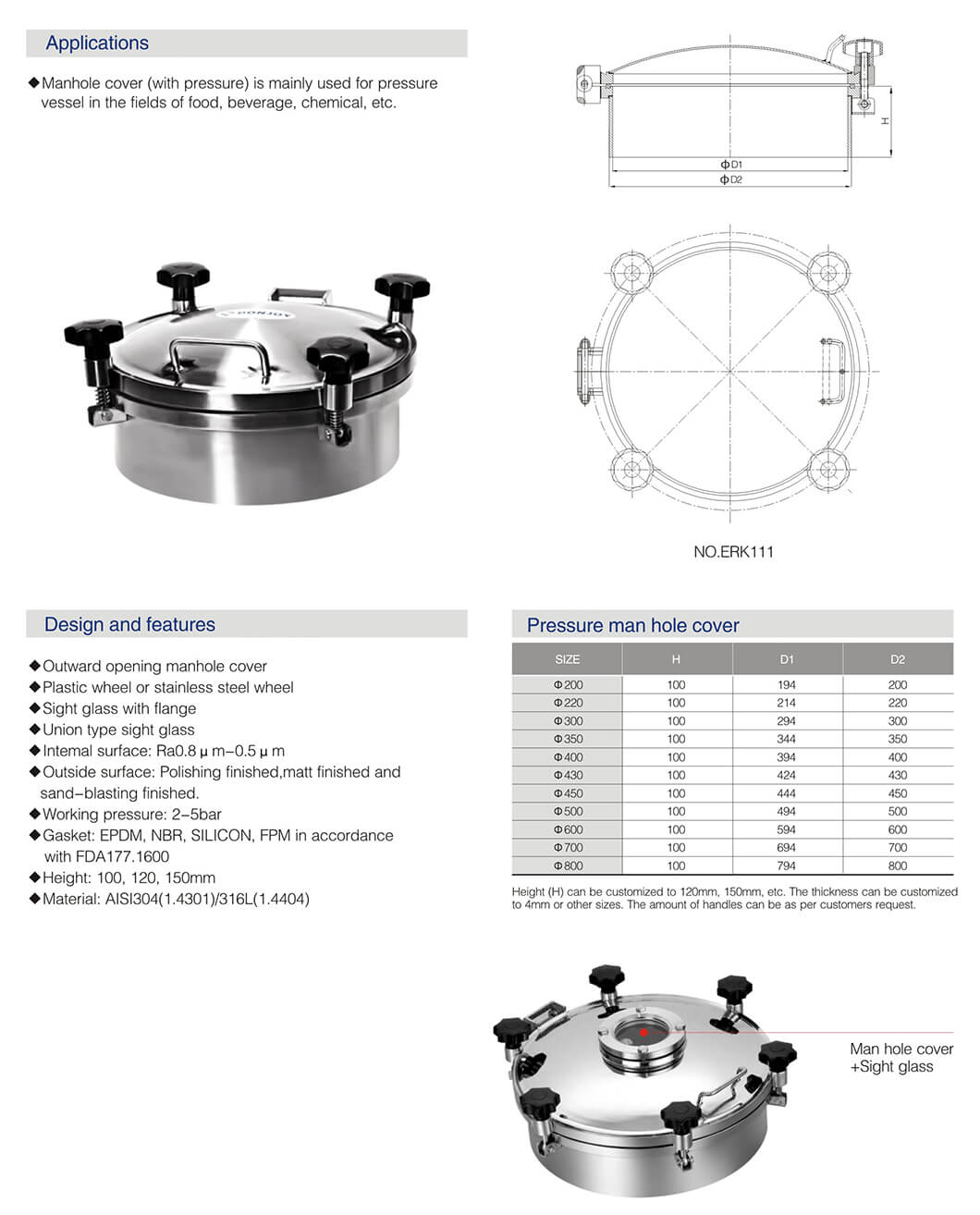 Stainless Steel Round Tank Manway
